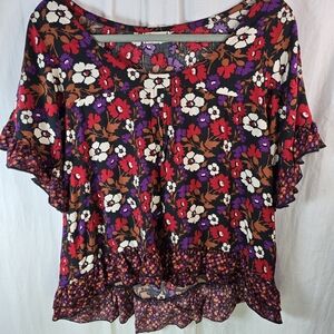 Olsenboyle womens short-sleeved pullover top size XL in multicolored flo…